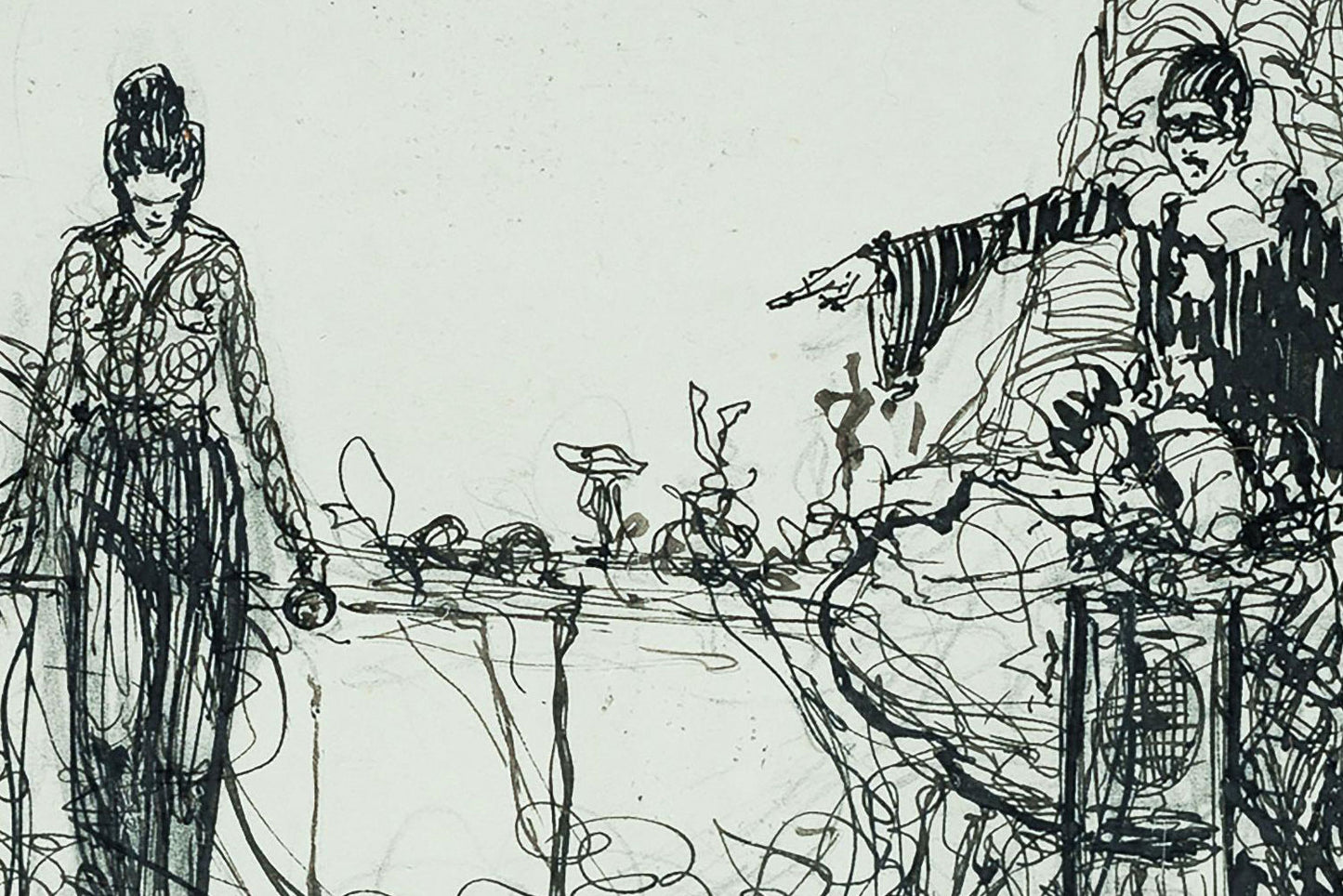 Adrian Feint (1894-1971) Original Signed Pen and Ink Drawing 'Opera Ballet Scene' 6.5cm x 7cm
