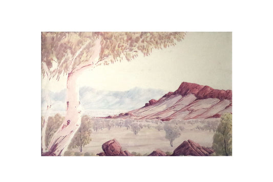 Basel Rantji (1936-1999) Large Original Aboriginal Watercolor MacDonnell Ranges 35cm x 52cm