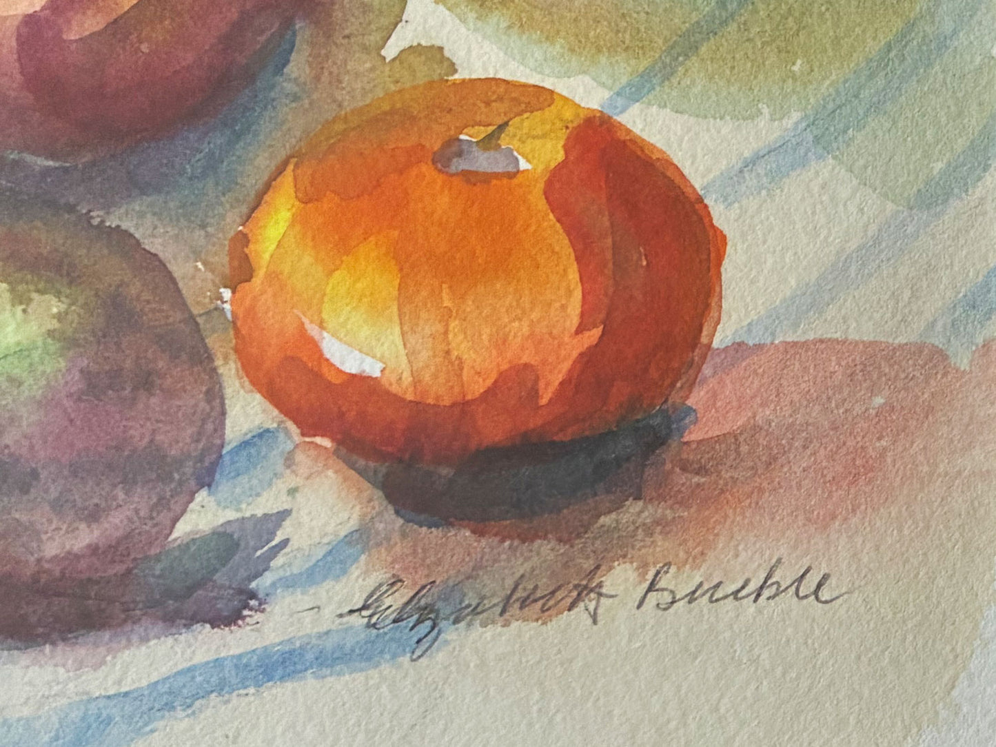 Elizabeth Bruble - Original Watercolour Painting on Paper 'Flowers and Fruit' 49.5cm x 35cm