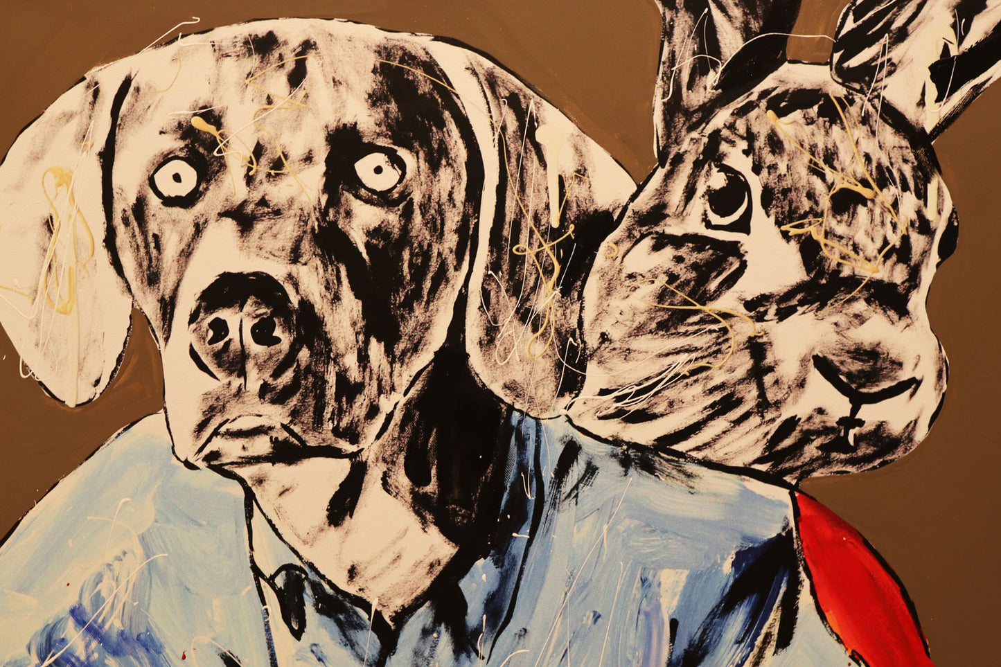 Gillie and Marc - Large Original Enamel Painting on Canvas - 120cm x 89.5cm