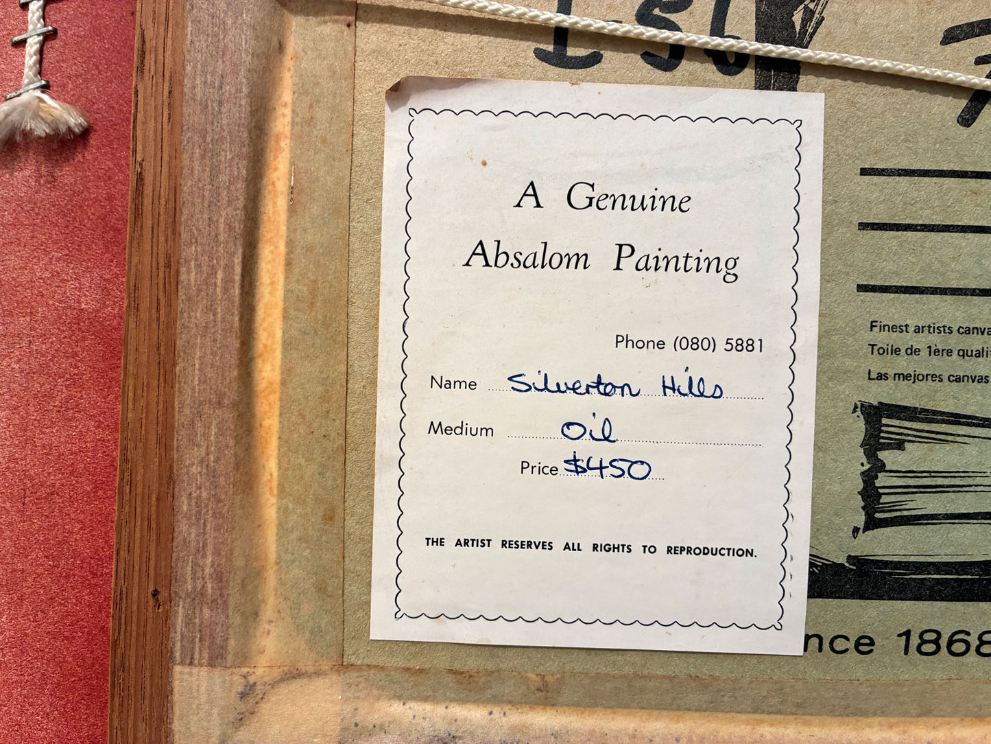 Jack Absalom (1927-2019) Original Oil Painting on Board 'Silverton Hills' 19.5cm x 39.5cm