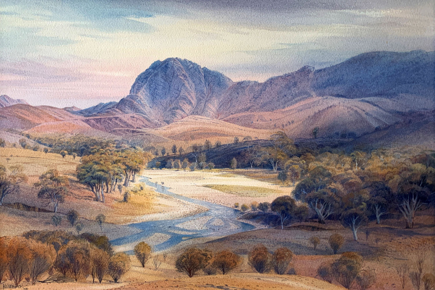 Kenneth Jack (1924-2006) Large Original Watercolour Painting 'Burragorang Valley' 34cm x 51.5cm