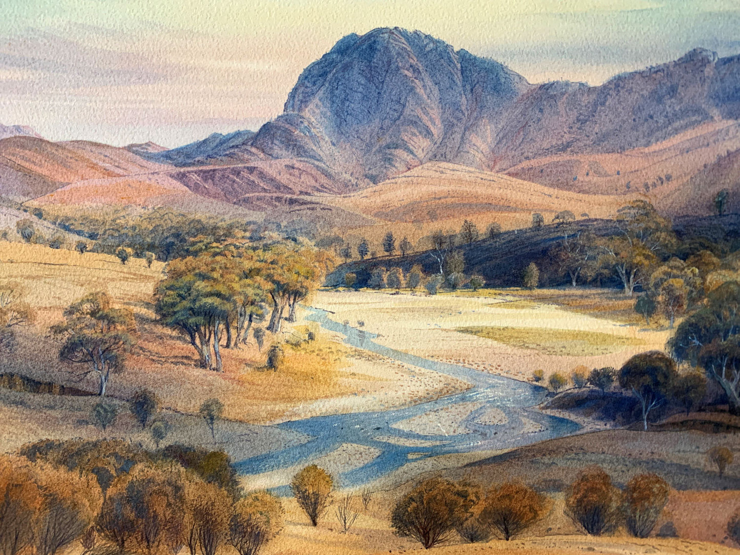 Kenneth Jack (1924-2006) Large Original Watercolour Painting 'Burragorang Valley' 34cm x 51.5cm