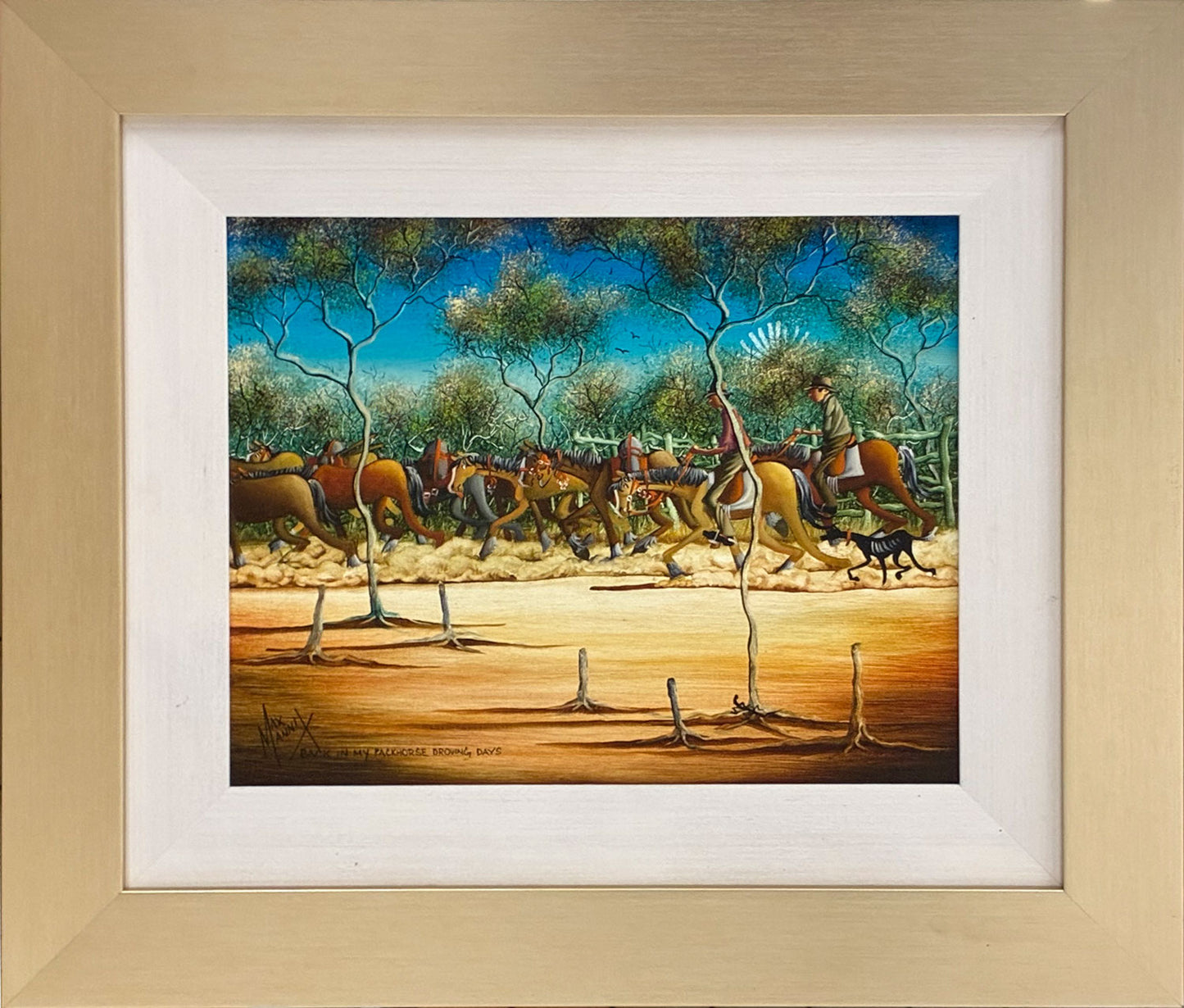 Max Mannix (b.1939) Large Original Oil Painting on Board 'Back In My Packhorse Droving Days' 29.5cm x 37cm