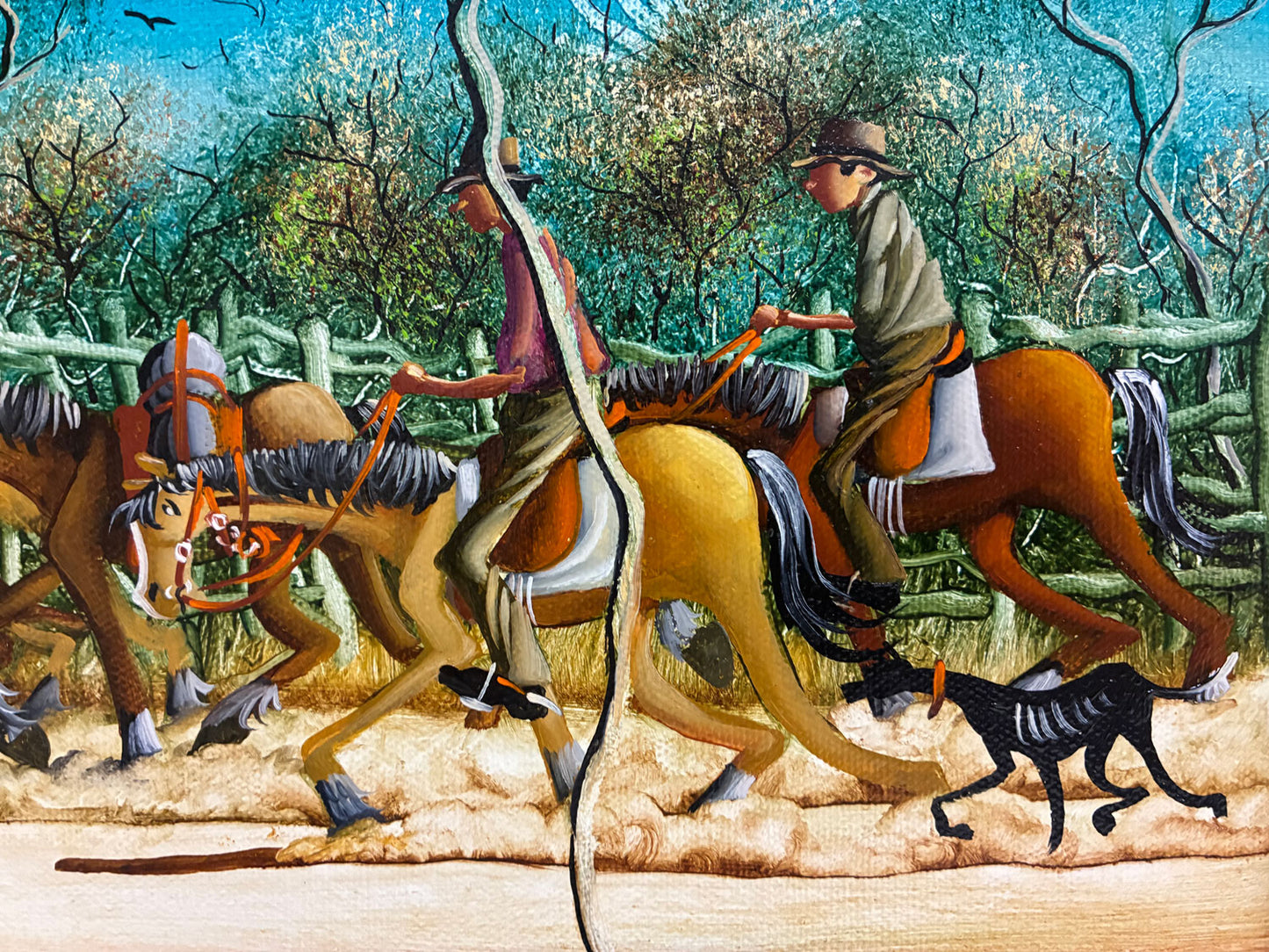 Max Mannix (b.1939) Large Original Oil Painting on Board 'Back In My Packhorse Droving Days' 29.5cm x 37cm