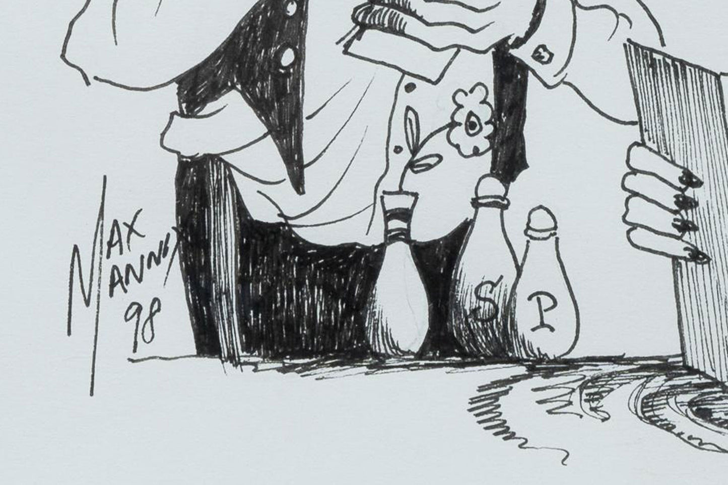 Max Mannix (1939-) Original Ink Sketch on Paper 'Incredible Edibles' 20cm x 17.5cm