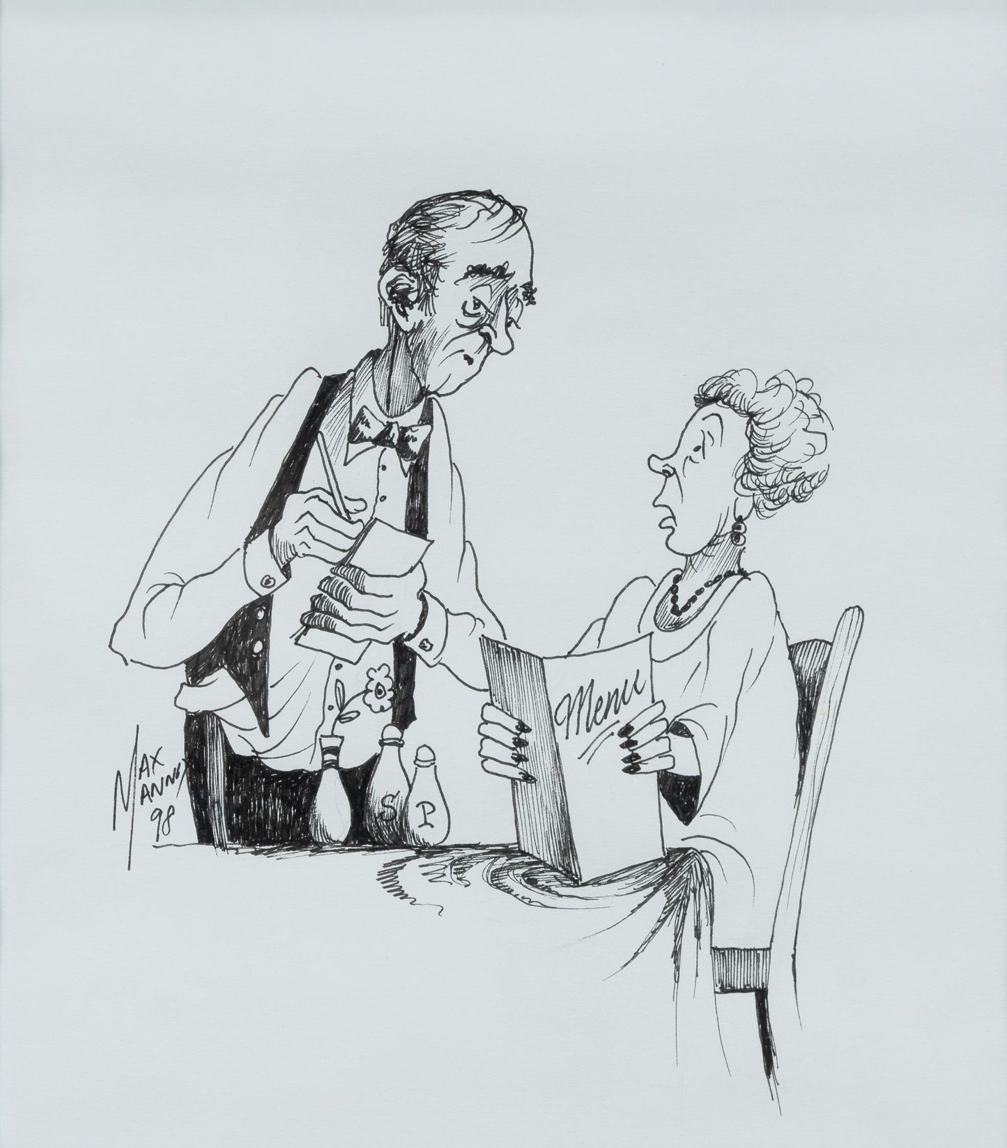 Max Mannix (1939-) Original Ink Sketch on Paper 'Incredible Edibles' 20cm x 17.5cm