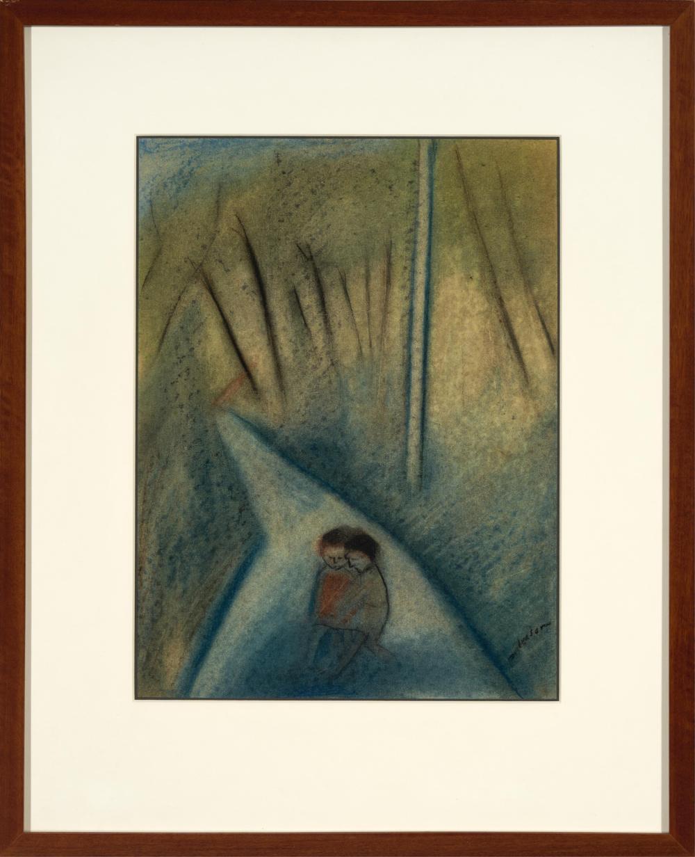 Robert Dickerson (1924-2015) Original Pastel Drawing 'Couple in the Forest' 40cm x 30cm