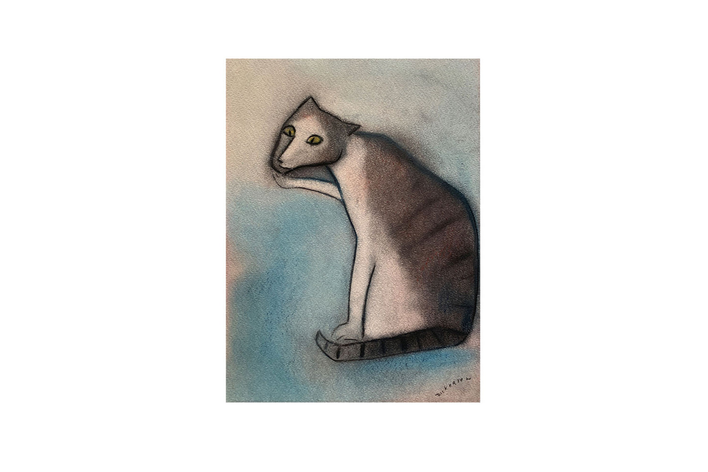 Robert Dickerson (1924-2015) Original Pastel Drawing 'The Family Cat' 37cm x 27cm