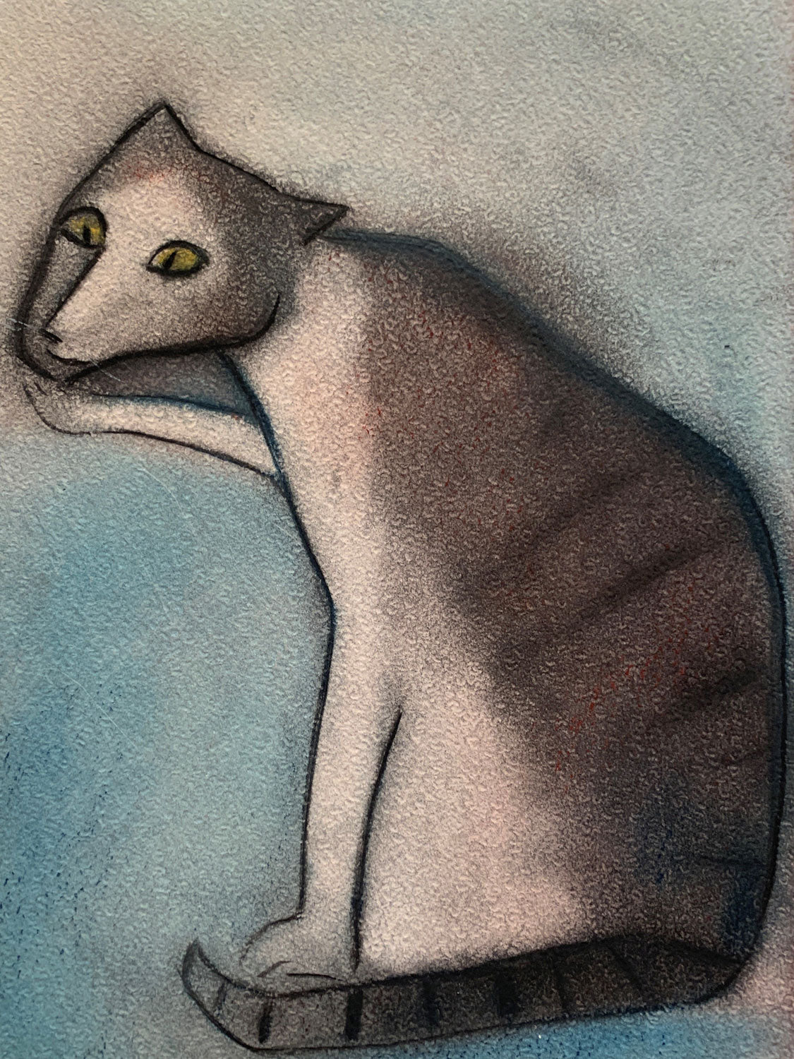 Robert Dickerson (1924-2015) Original Pastel Drawing 'The Family Cat' 37cm x 27cm