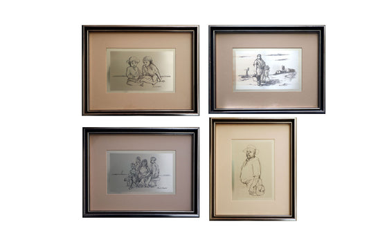 Russell Drysdale (1912-1981) Complete Limited Edition Series of Four Solid Sterling Silver Plaques in Frames