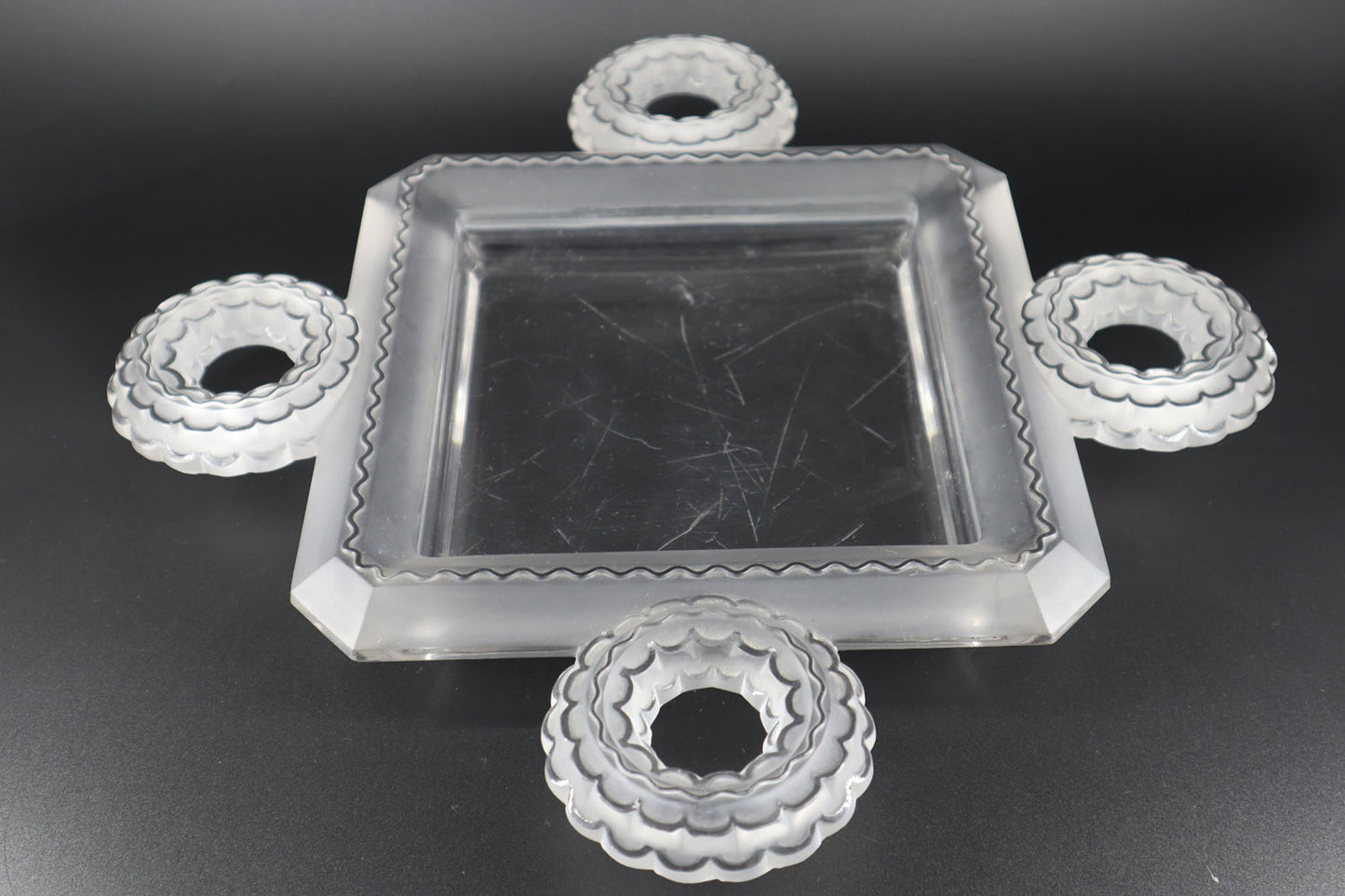 René Lalique, Rare France Frosted Glass 'Cluny' Centerpiece, Model No. 3468, c. 1944