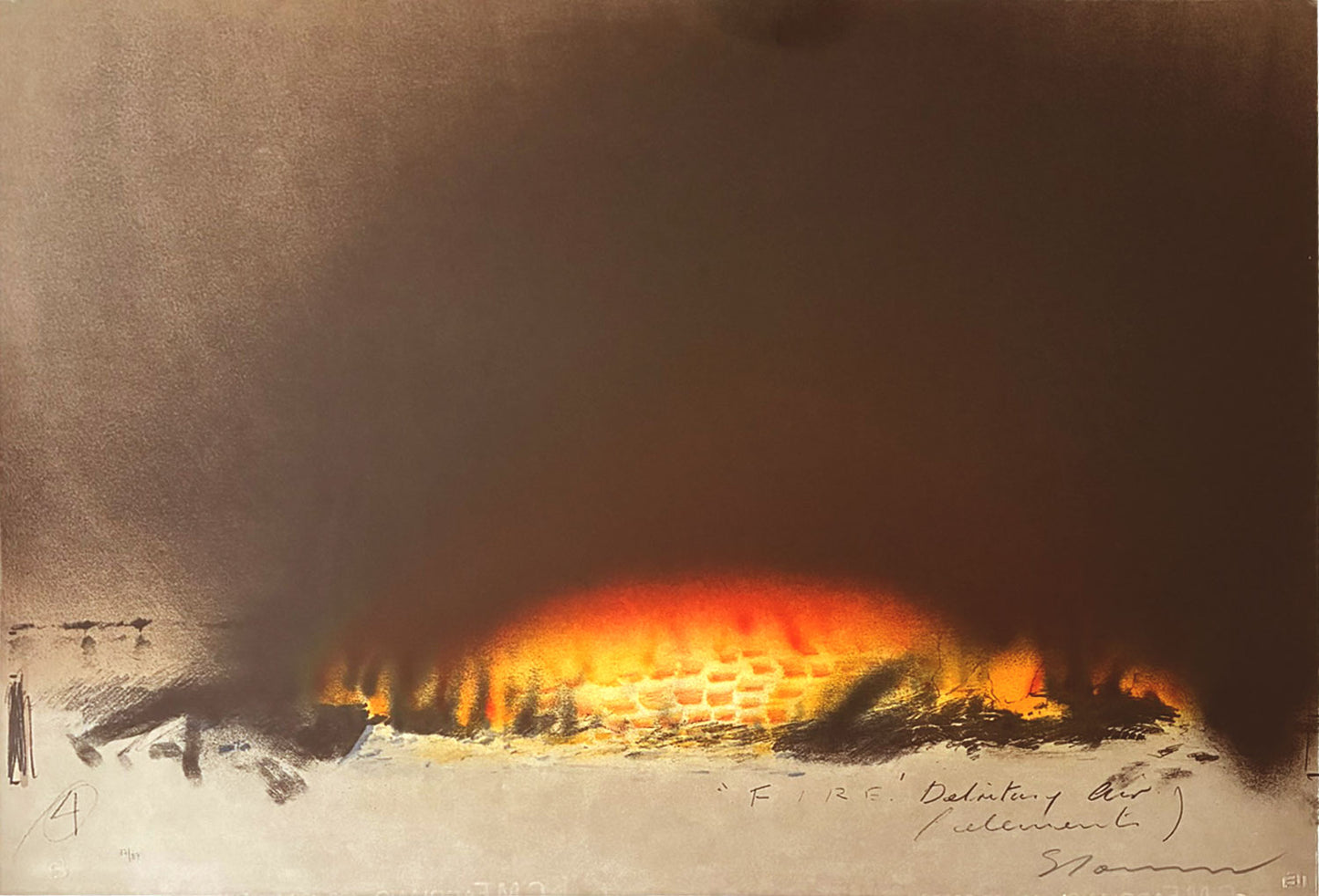 Tim Storrier (b1949-) Original Limited Edition Signed Lithograph 'Fire - Blazeline IV' 57cm x 78cm