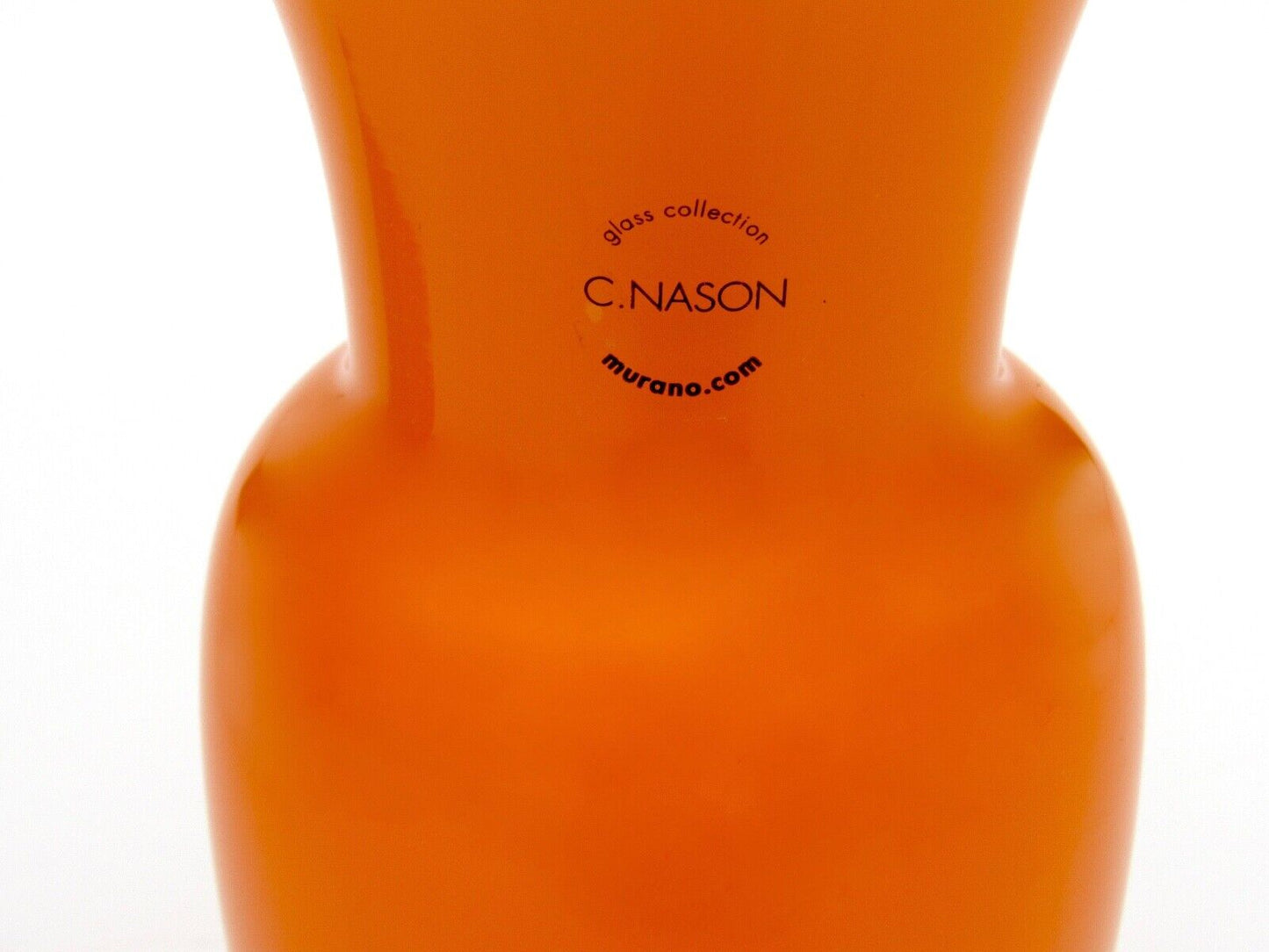 Carlo Nason (1935-), Murano, Italy - Orange and White Glass Vase 19cm