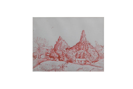 Donald Friend (1915-1989) Original Ink Drawing 'Glass House Mountain' 37.5cm x 50cm