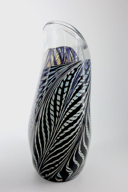 David Lotton (USA) - Signed Original Glass Vase with Fern Decoration - 25.5cm