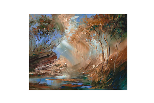 David Voigt (Australian, b. 1944) Original Painting on Canvas 'High Banks at Smoky Creek' 80cm x 110.5cm