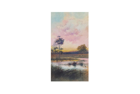 Ellis Rowan (1848-1922) - Original Watercolour Painting - Sunset Brook 27cm x 15cm