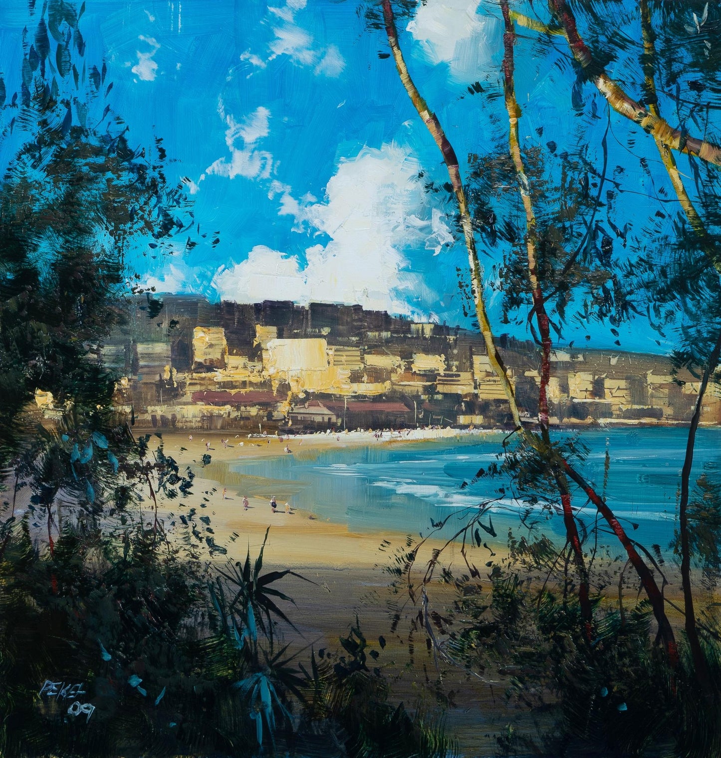 Herman Pekel (b.1956) "Through the Trees - Bondi" Large Original Oil on Board 73.5cm x 70cm