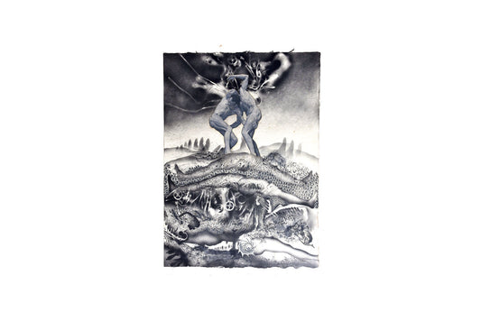 James Gleeson (1915-2008) Large Original Ink, Collage and Wash Artwork on Paper 71cm x 50cm