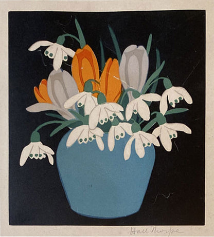 John Hall Thorpe (1874-1947) - Signed Woodblock Print 'Crocus and Snowdrops' 1922