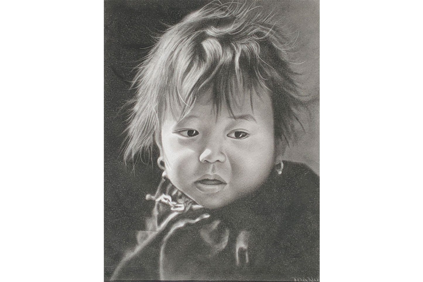 Joanne Morris (1974 - ) Hill Tribal Child Charcoal on Paper