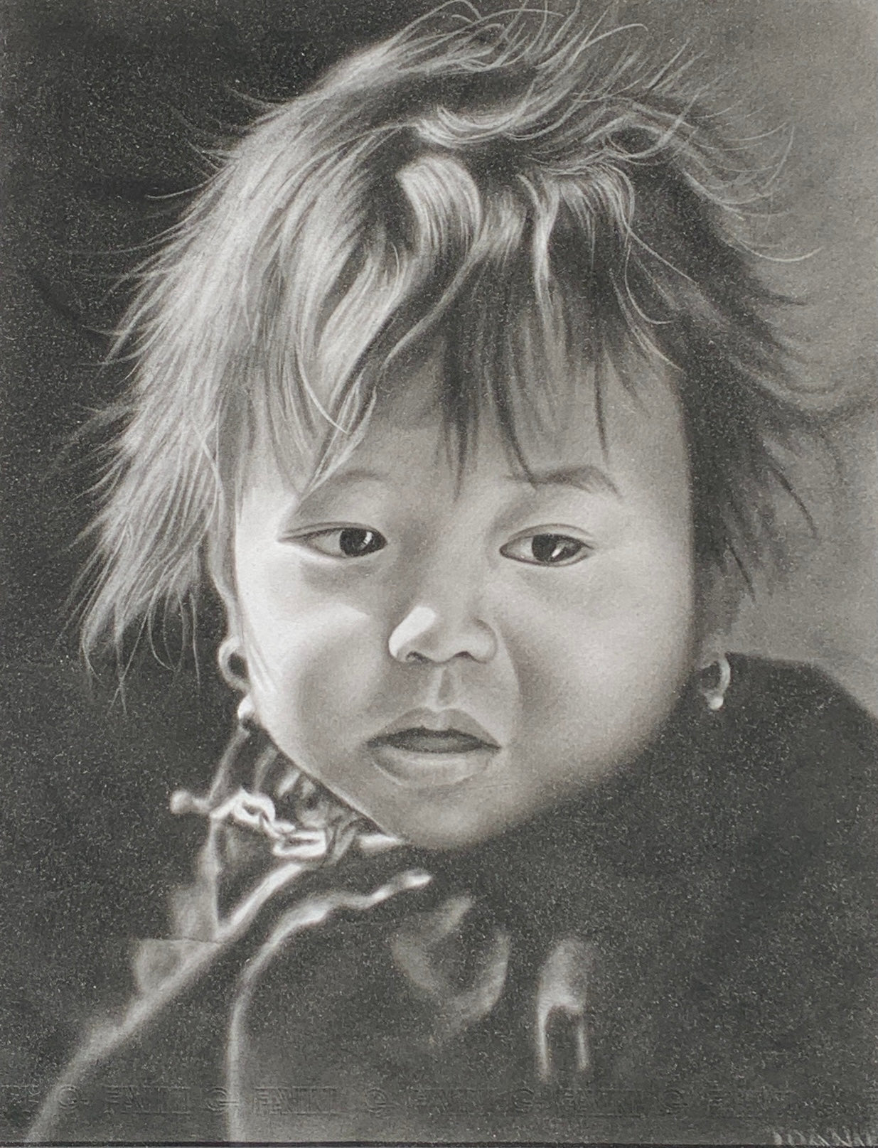 Joanne Morris (1974 - ) Hill Tribal Child Charcoal on Paper