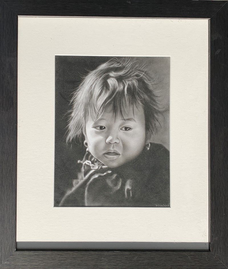 Joanne Morris (1974 - ) Hill Tribal Child Charcoal on Paper