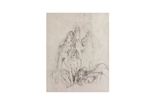 Norman Lindsay (1879-1969) - Large Original Signed Pencil Drawing 'All Hallows Night' 58cm x 44.5cm