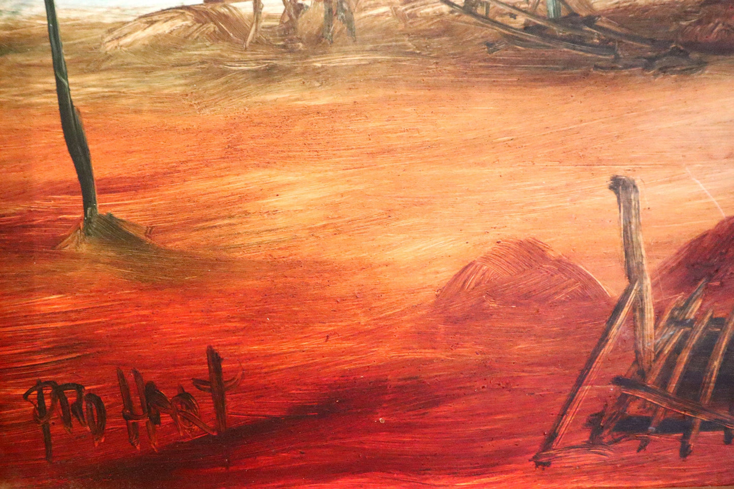 Pro Hart (1928-2006) - Original Oil Painting on Board - 29cm x 29cm