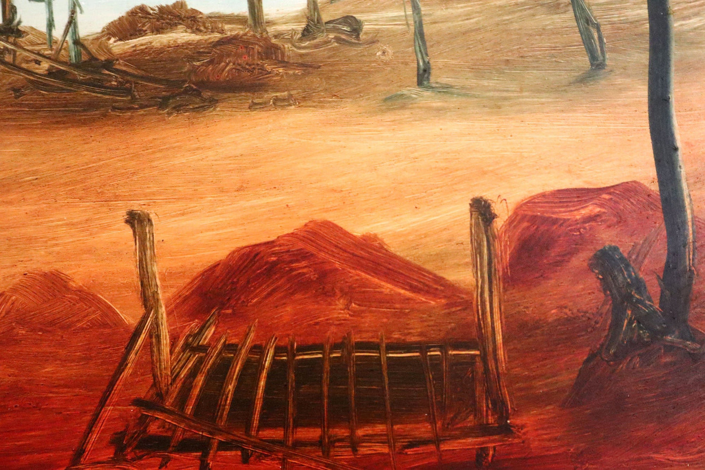 Pro Hart (1928-2006) - Original Oil Painting on Board - 29cm x 29cm