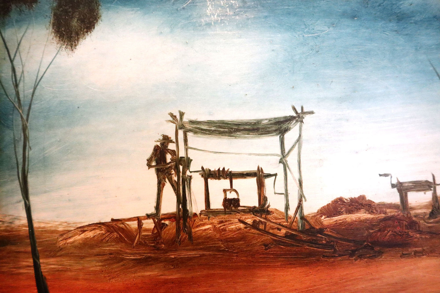 Pro Hart (1928-2006) - Original Oil Painting on Board - 29cm x 29cm