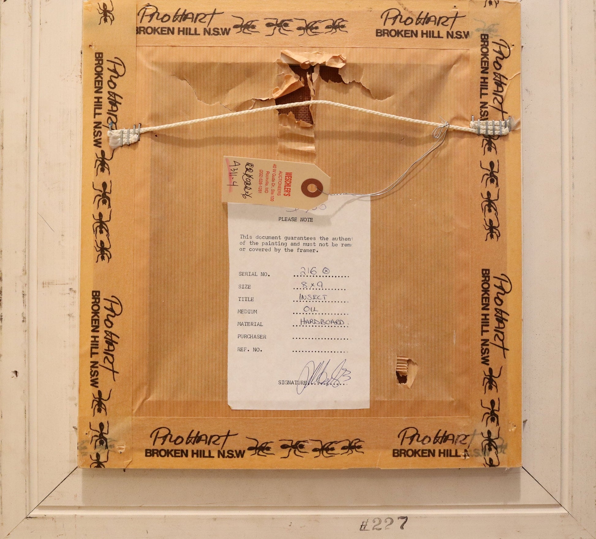 Pro Hart (1928-2006) - Original Oil Painting On Board 'Dragonfly' - 21.5cm x 19cm