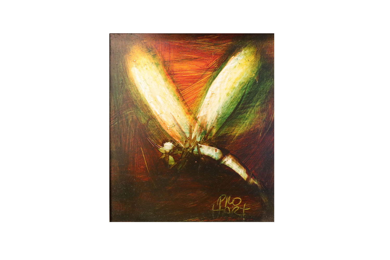 Pro Hart (1928-2006) - Original Oil Painting On Board 'Dragonfly' - 21.5cm x 19cm