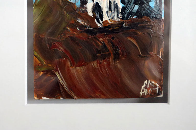 Pro Hart (1928-2006) - Original Oil Painting On Bible 18cm x 11cm