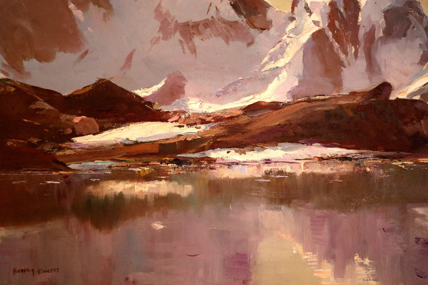 William Rubery Bennett (1893-1987) Large Original Oil on Canvas Alpine Lake 37cm x 45cm