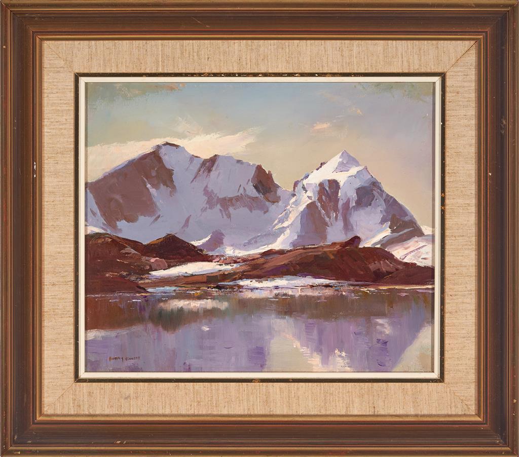 William Rubery Bennett (1893-1987) Large Original Oil on Canvas Alpine Lake 37cm x 45cm