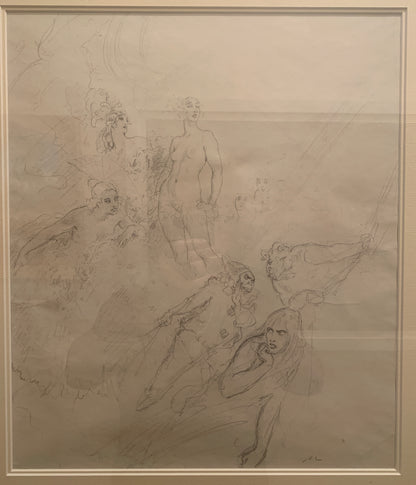 Norman Lindsay (1879-1969) Large Original Signed Pencil Drawing 'Whispers' 1928 42.5cm x 37cm