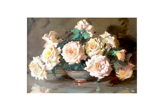 Alan Douglas Baker (1914-1987) Large Original Oil on Board 'Roses' 36.5cm x 50.5cm