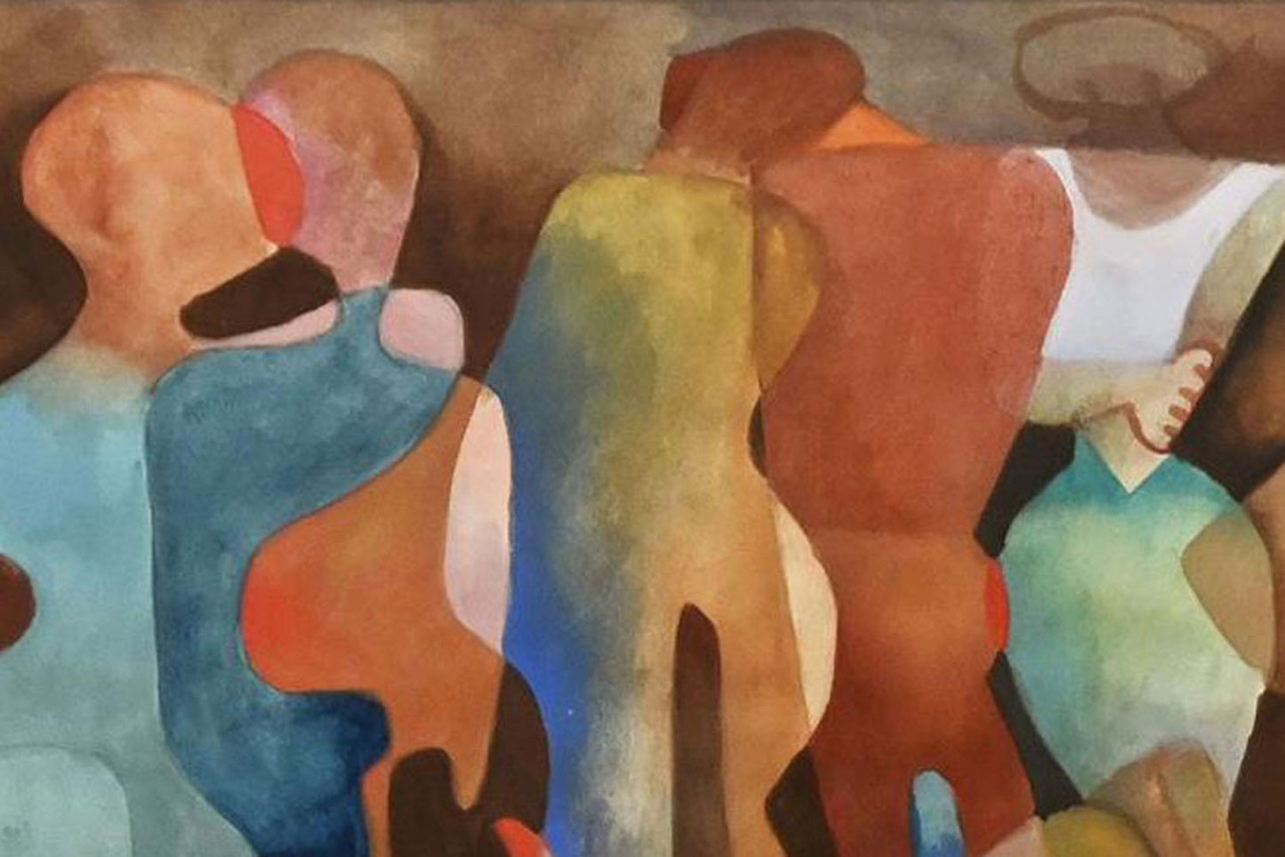 Dorothy Braund (1926-2013) Large Original Mixed Media Painting 'Dancing Figures' 37cm x 49cm