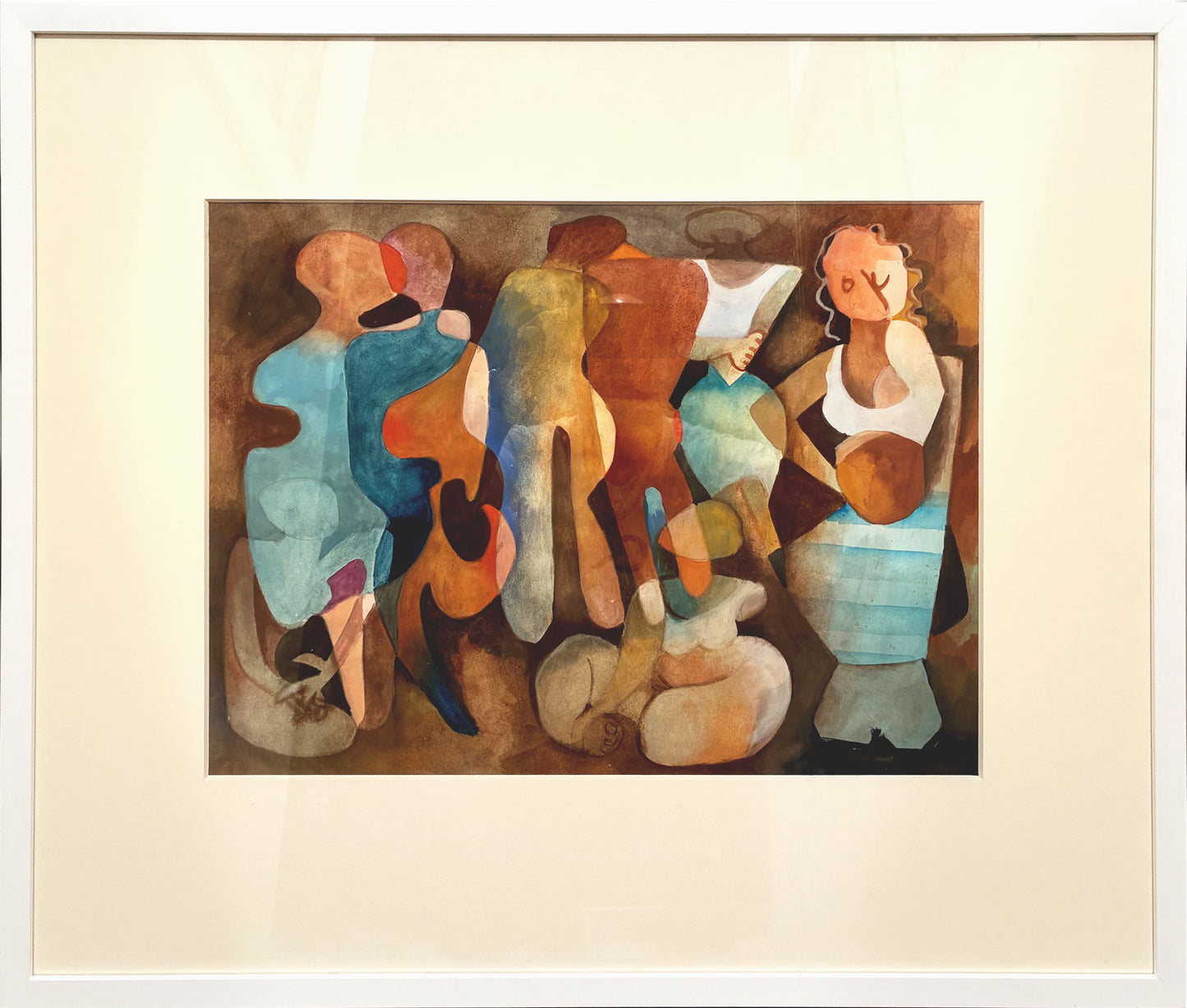 Dorothy Braund (1926-2013) Large Original Mixed Media Painting 'Dancing Figures' 37cm x 49cm