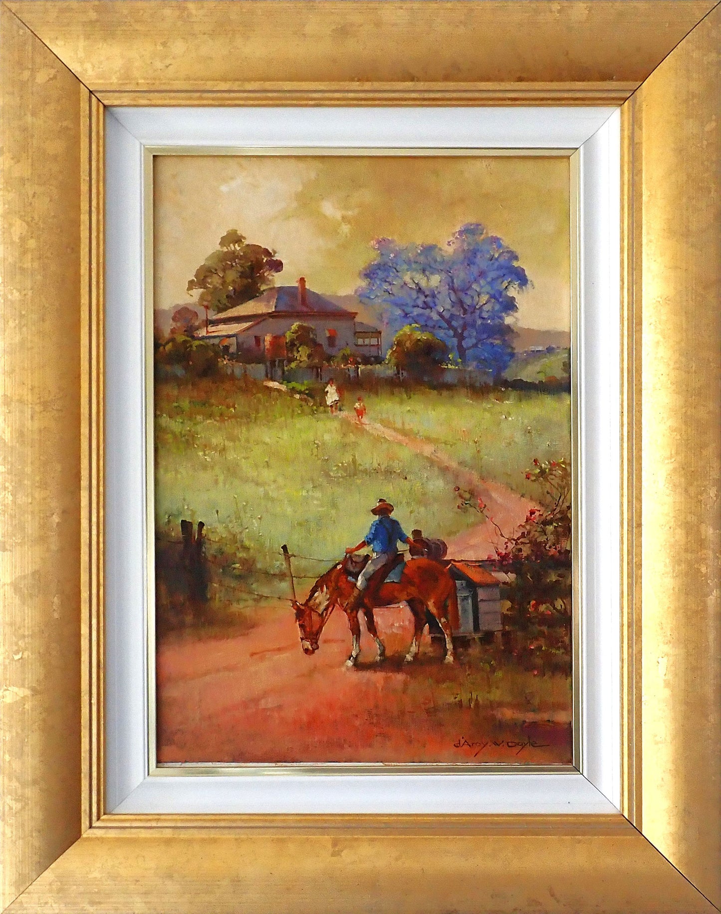 D'Arcy Doyle (1932-2001) Large Original Oil Painting on Board 'Country Postman' 45cm x 30cm