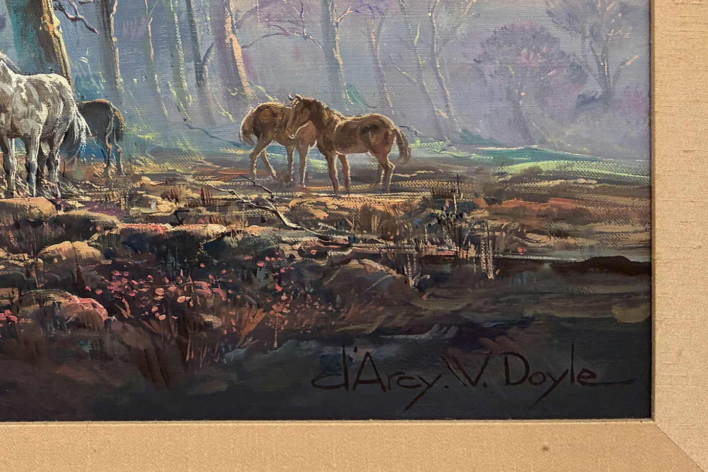 D'Arcy Doyle (1932-2001) Large Original Oil Painting on Board 'Work Day' 50cm x 60cm w/COA