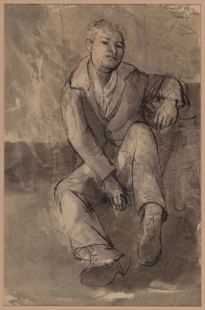 Donald Friend (1915-1989) Original Ink and Wash Painting 'Vincenzo' 45cm x 29cm