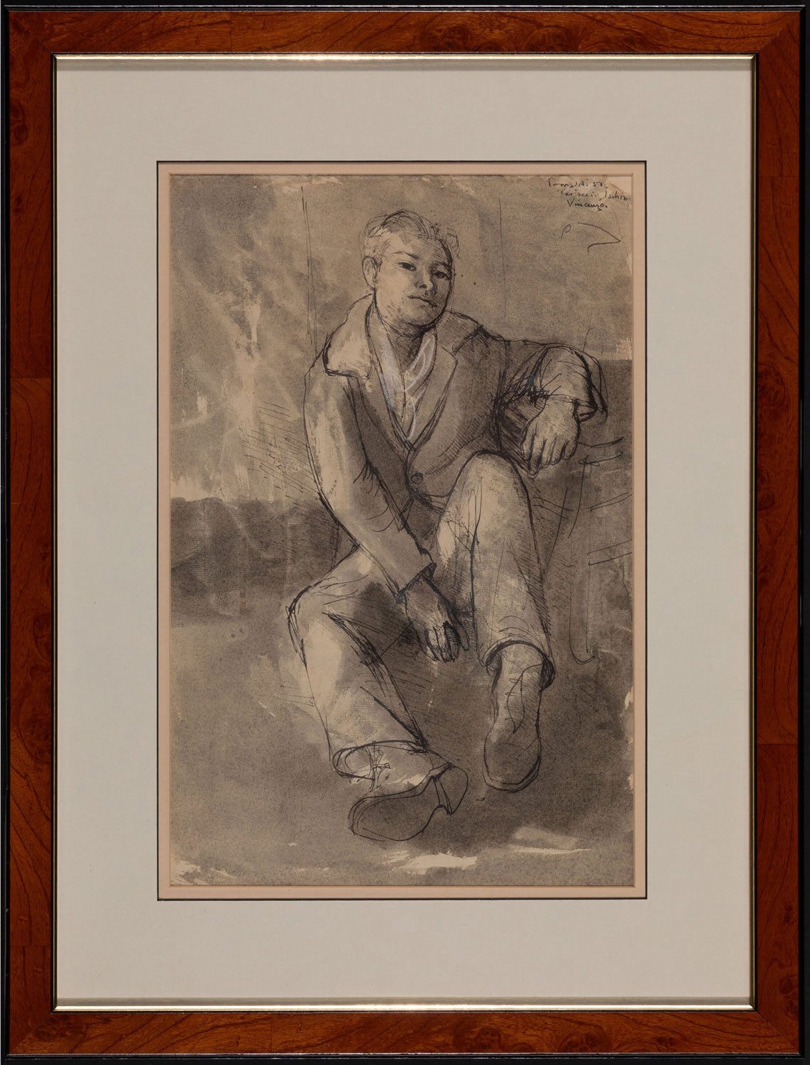 Donald Friend (1915-1989) Original Ink and Wash Painting 'Vincenzo' 45cm x 29cm