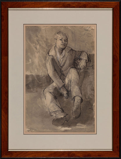 Donald Friend (1915-1989) Original Ink and Wash Painting 'Vincenzo' 45cm x 29cm