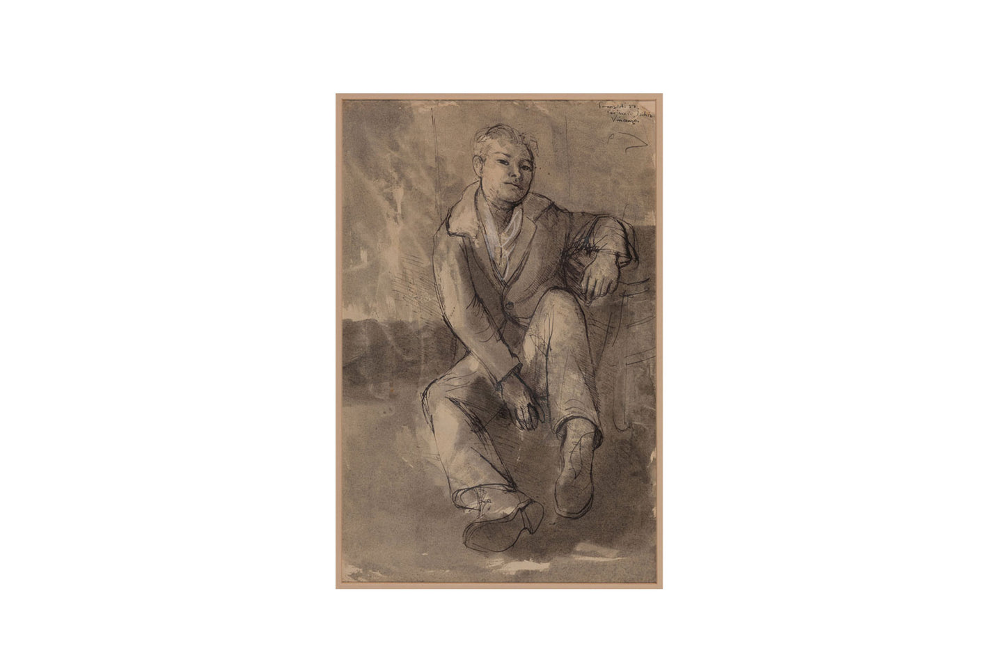 Donald Friend (1915-1989) Original Ink and Wash Painting 'Vincenzo' 45cm x 29cm