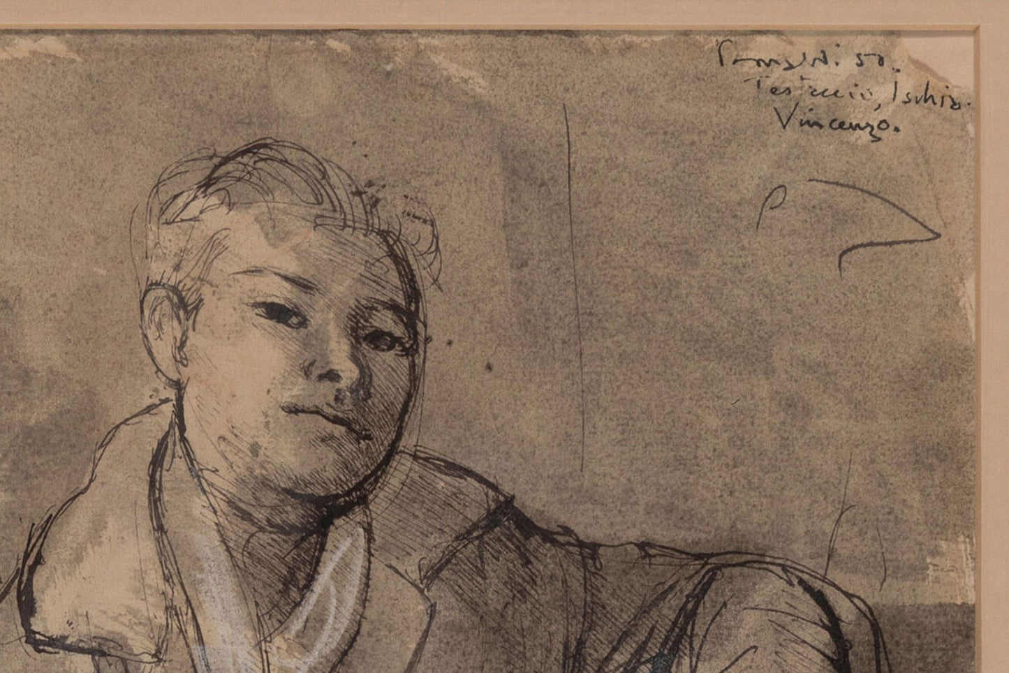 Donald Friend (1915-1989) Original Ink and Wash Painting 'Vincenzo' 45cm x 29cm