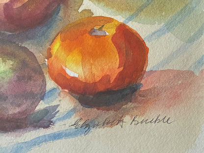 Elizabeth Bruble - Original Watercolour Painting on Paper 'Flowers and Fruit' 49.5cm x 35cm