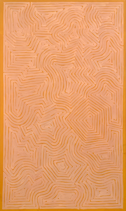 George (Hairbrush) Tjungurrayi (c1943-) Original Aboriginal Painting 'Tingari' 98.5cm x 58.5cm
